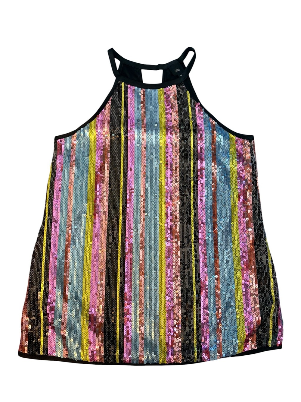 RIVER ISLAND Sequin Multicolor Striped Halter Tank Top